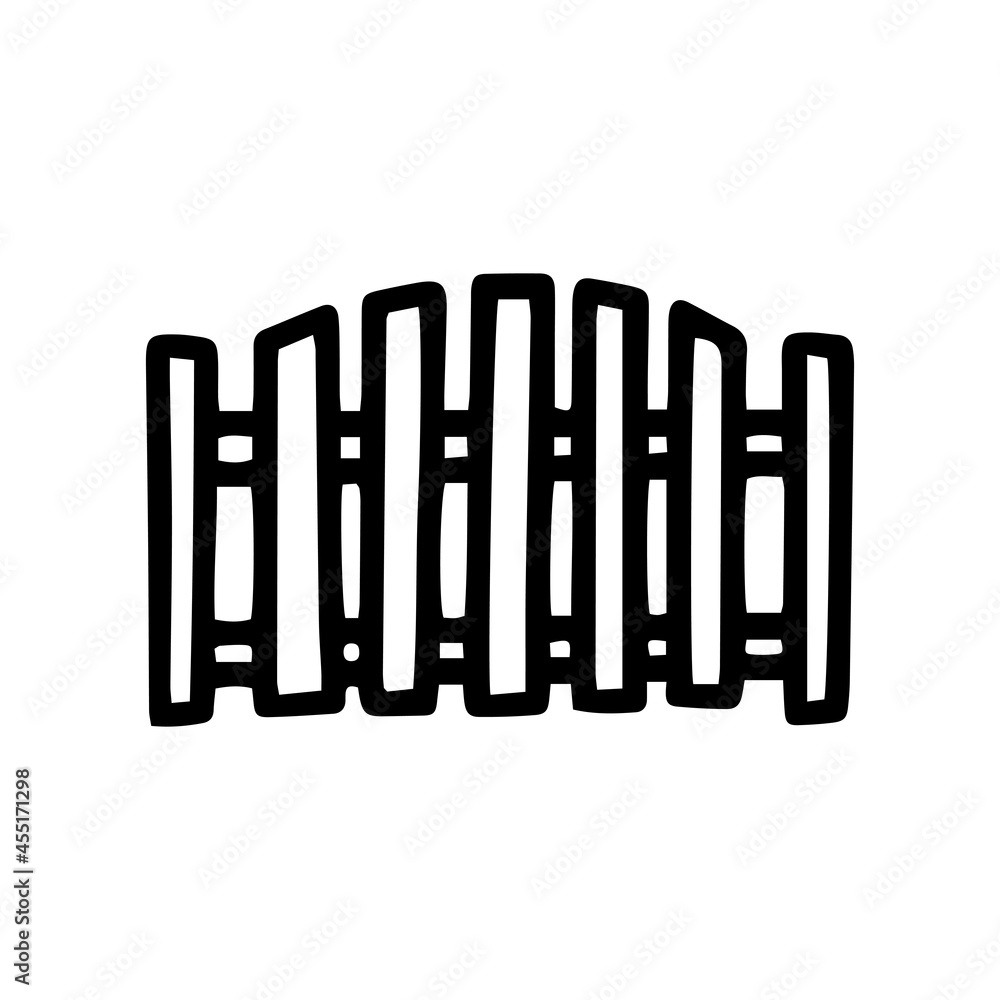 wooden fence black line vector doodle simple icon