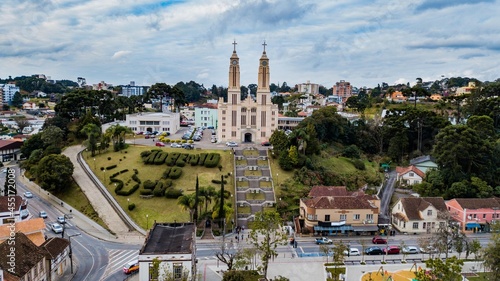 São Bento do Sul SC - Aerial view of the parish church of São Bento do Sul, Santa Catarina