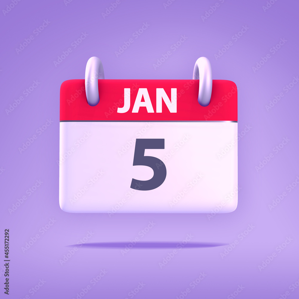 Fototapeta premium 3D Calendar - January 5th