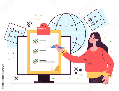 Online voting design element vector flat cartoon illustration