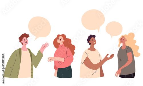 People man woman characters talking isolated design element set