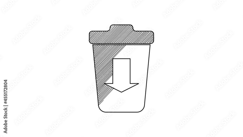Black line Send to the trash icon isolated on white background. 4K Video motion graphic animation Black line Send to the trash icon isolated on white background. 4K Video motion graphic animation