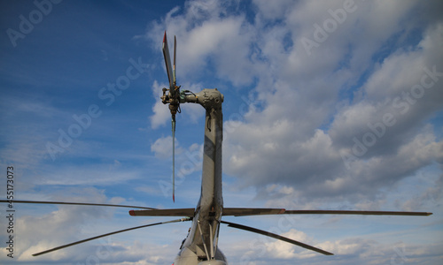 main and tail rotors, military combat helicopter at rest - against the sky, Mirosławiec, Poland, 2021 photo