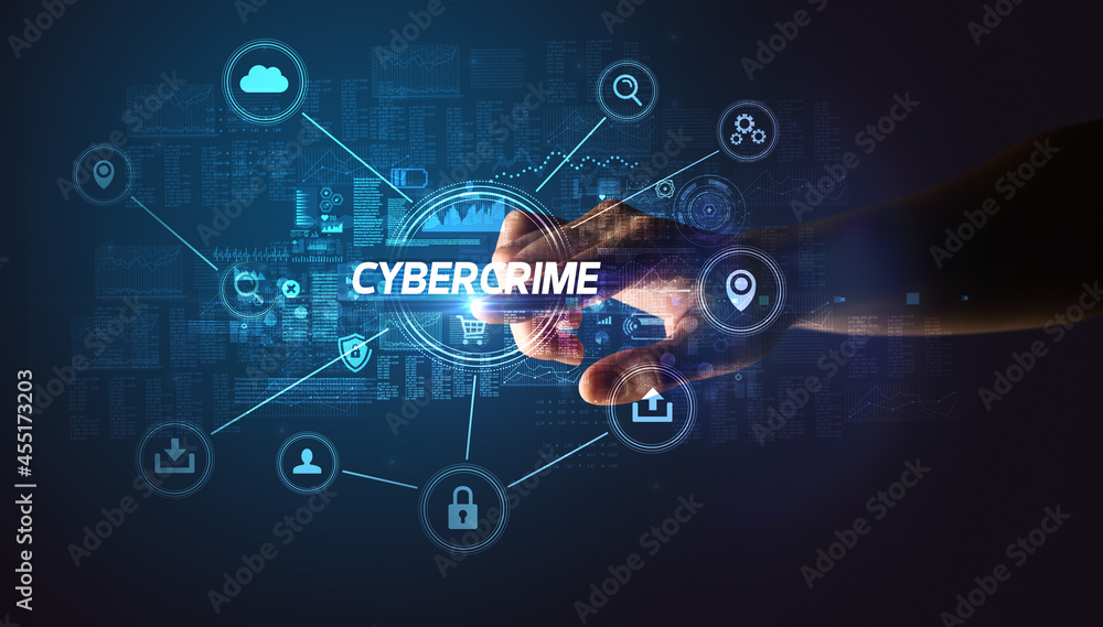 custom made wallpaper toronto digitalHand touching cybersecurity button concept