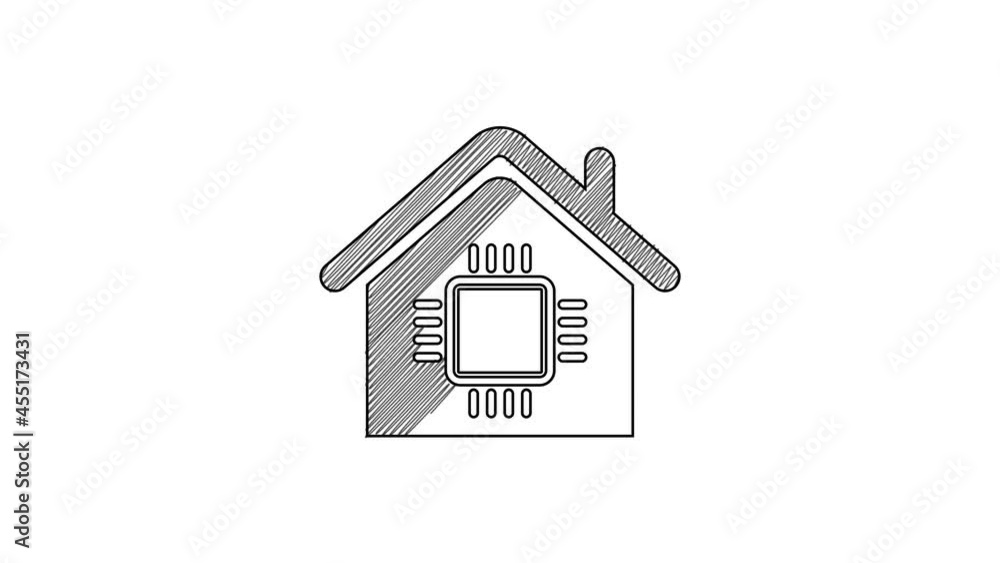 Black line Smart home icon isolated on white background. Remote control. 4K Video motion graphic animation Black line Smart home icon isolated on white background. Remote control. 4K Video motion graphic animation