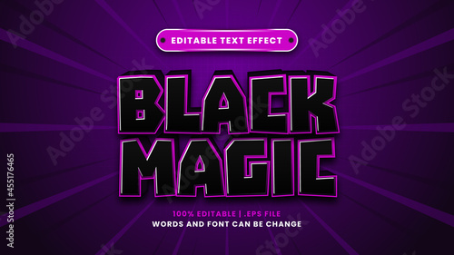 Black magic editable text effect in modern 3d style