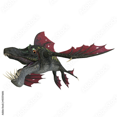 3d-illustration of an isolated fantasy dragon fish