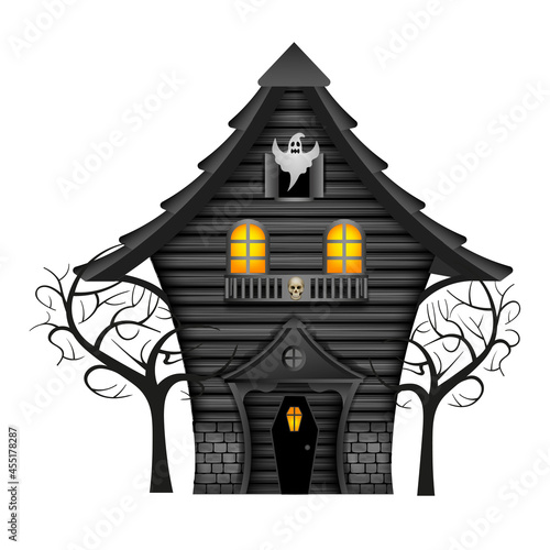 isolated halloween haunted house  illustration