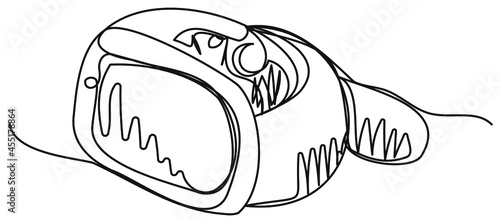 Smart watch one line on a white background. Stock vector illustration with fitness tracker, pedometer and time. Gadget for jogging, calorie counting, diet, healthy lifestyle.