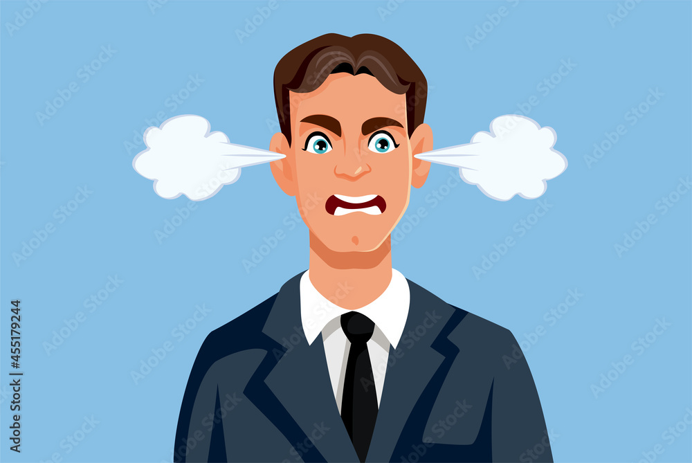 Angry Businessman Feeling Furious Vector Cartoon Illustration Angry Businessman Feeling Furious Vector Cartoon Illustration