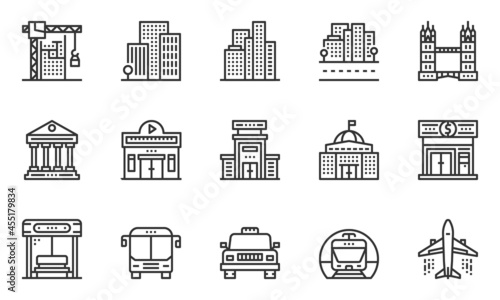 Elements City And Street Line Icon , Building, Urban,Airplane