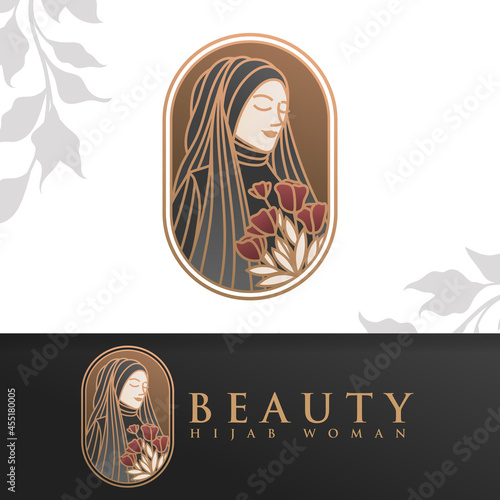 beauty hijab woman logo template