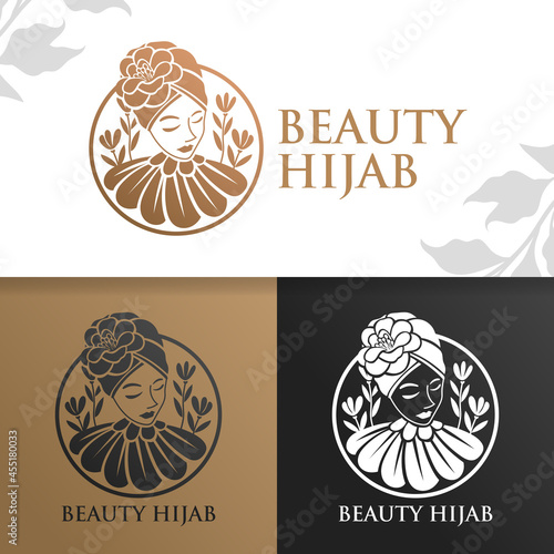 beauty hijab woman logo template