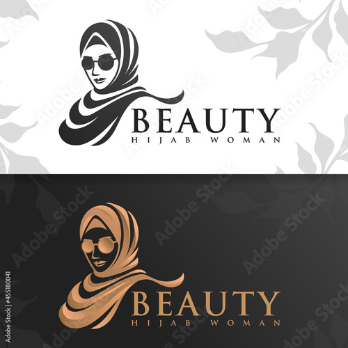 beauty hijab woman logo template