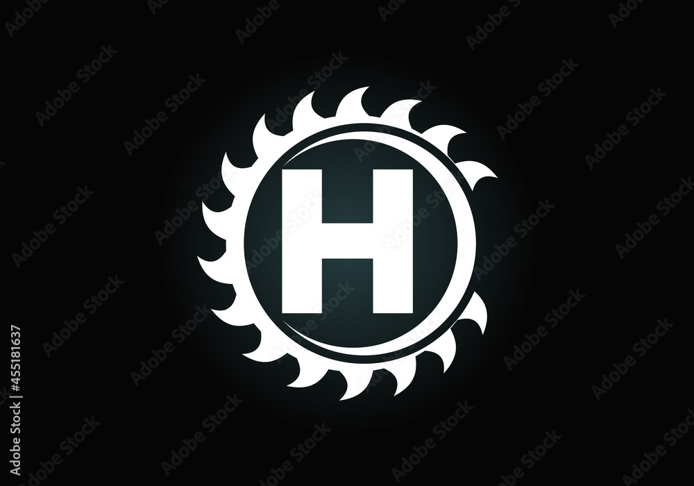 Initial H monogram alphabet with the saw blade. Carpentry, woodworking logo design. Font emblem. Modern vector logo for sawmill business and company identity Initial H monogram alphabet with the saw blade. Carpentry, woodworking logo design. Font emblem. Modern vector logo for sawmill business and company identity