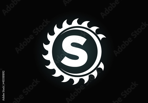 Initial S monogram alphabet with the saw blade. Carpentry, woodworking logo design. Font emblem. Modern vector logo for sawmill business and company identity