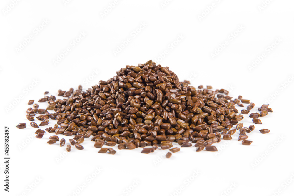Chinese herbal medicine cassia seeds on white background Chinese herbal medicine cassia seeds on white background
