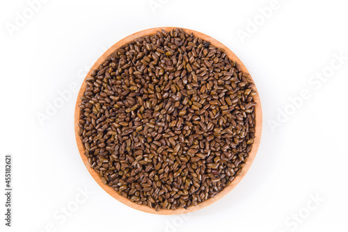 Chinese herbal medicine cassia seeds on white background