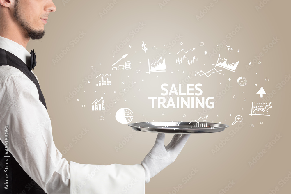 Waiter serving business idea concept Waiter serving business idea concept