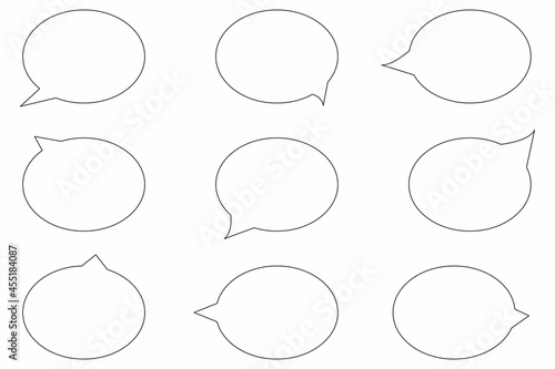 Black circle dialog frame icon set. Chat symbol. Communication concept. Ink drawing. Vector illustration. Stock image.