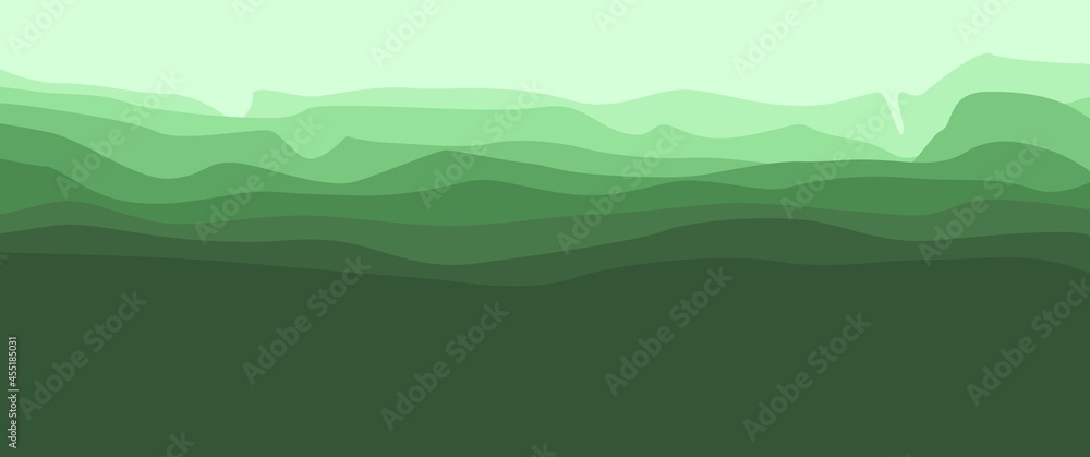Mountain landscape vector illustration, nature landscape, mountain or hill layers. Good for background, backdrop, wallpaper, adventure banner, nature banner, web banner, minimalist illustration.
