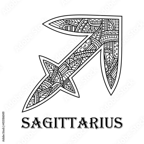 Hand drawn of Sagittarius in zentangle style