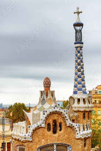 Awesome building at the entrance to the Park Güell, Barcelona