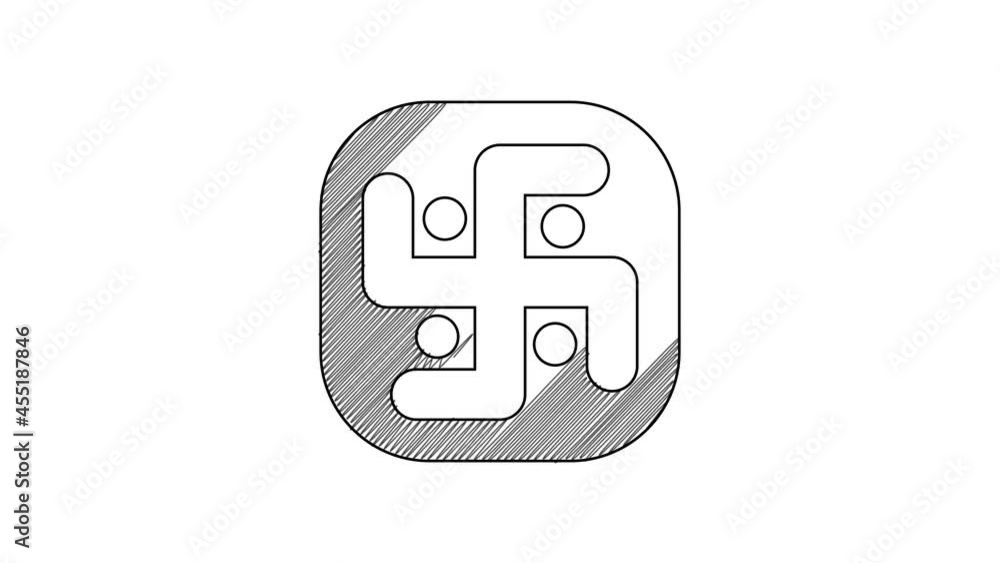 Black line Jainism icon isolated on white background. 4K Video motion graphic animation Black line Jainism icon isolated on white background. 4K Video motion graphic animation
