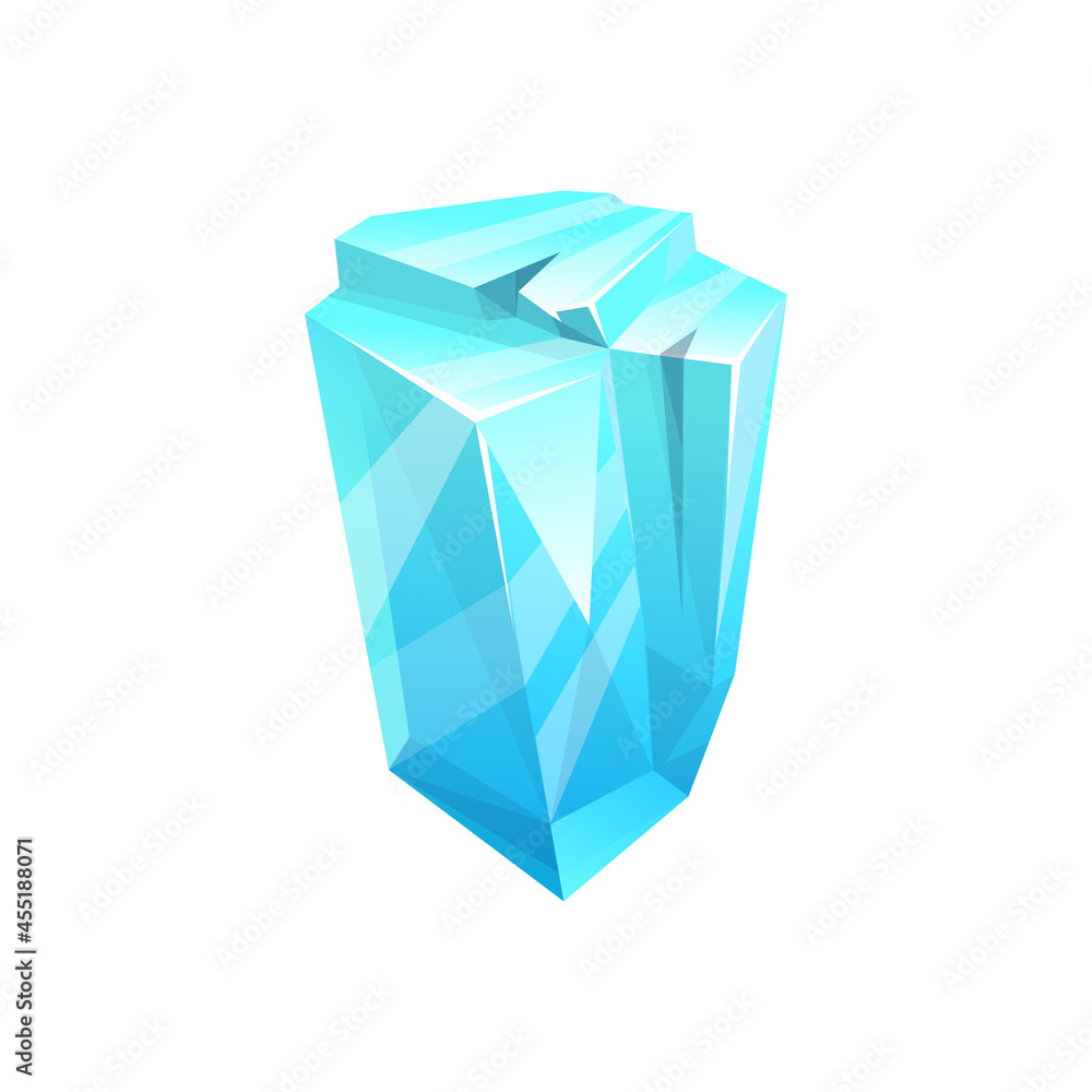 Ice crystal rock, iceberg or cube of snow, cold frozen water, vector blue icon. Winter gem icicle of crystal glass or ice rock, diamond gemstone, glacier or cracked stalagmite Ice crystal rock, iceberg or cube of snow, cold frozen water, vector blue icon. Winter gem icicle of crystal glass or ice rock, diamond gemstone, glacier or cracked stalagmite