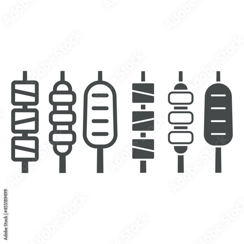 Chicken skewers line and solid icon, asian food concept, korean grilled kabob vector sign on white background, outline style icon for mobile concept and web design. Vector graphics.