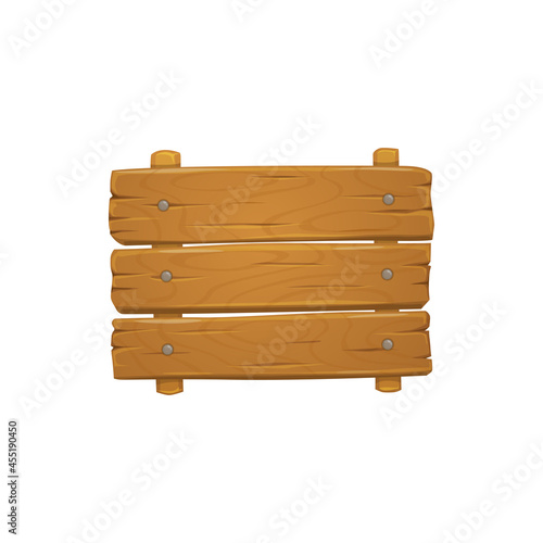 Fototapeta Naklejka Na Ścianę i Meble -  Nailed boards on wooden signboard isolated realistic announcement desk. Vector wood plaque, empty timber panel plank, rustic guidepost road banner. Cartoon signpost, information and messages board
