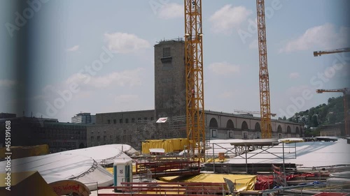 Stuttgart 21 wide overview of massive building site train station in Germany photo