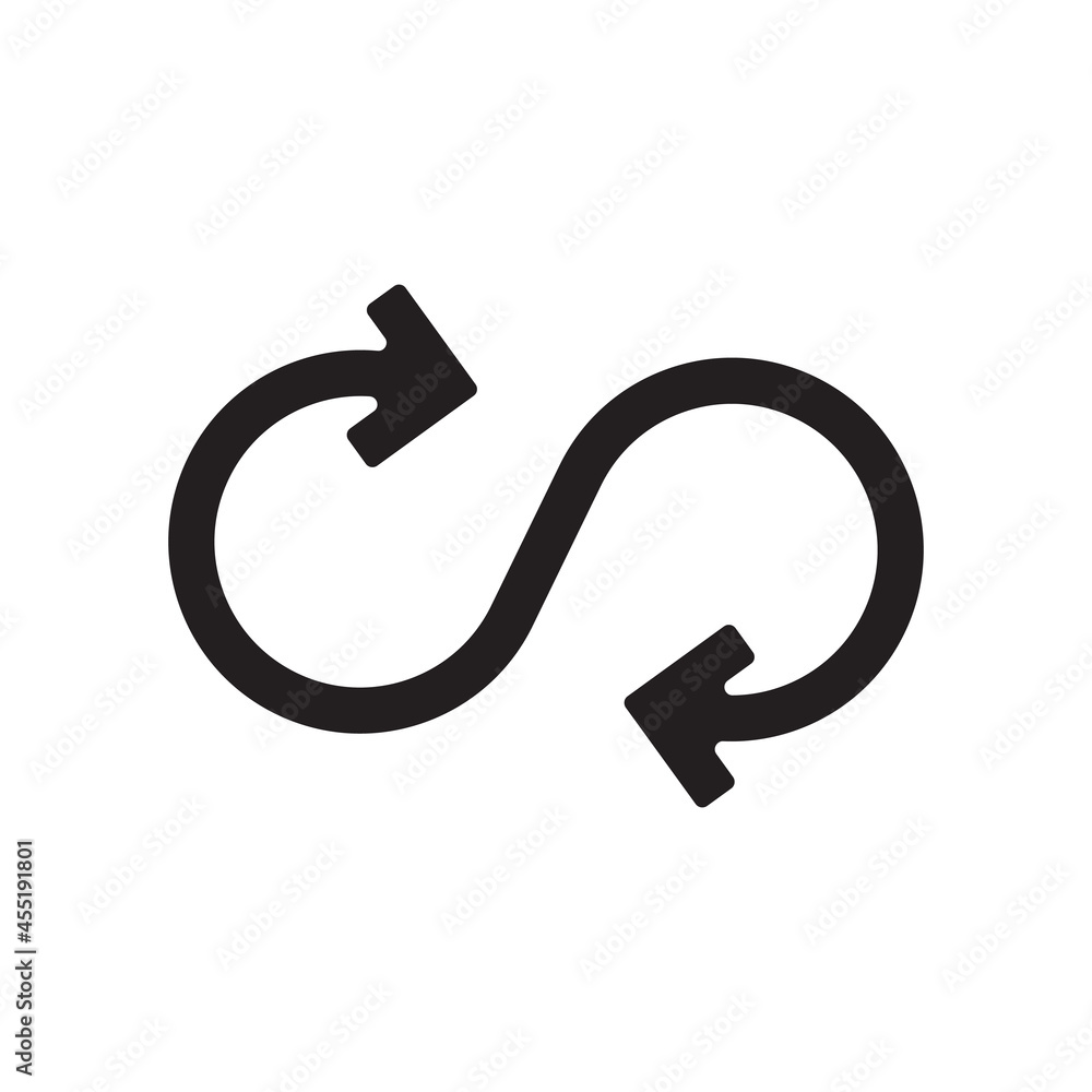 Infinity arrow Icon. Unlimited Sign and Symbol on White Background. Vector illustration Infinity arrow Icon. Unlimited Sign and Symbol on White Background. Vector illustration
