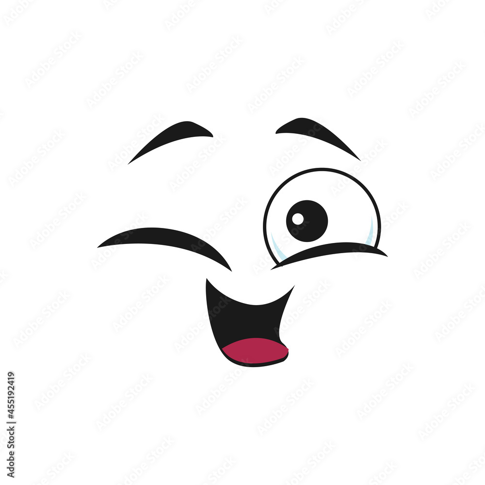 Emoticon ok gesture winking blinking eye isolated happy emoji icon. Vector naughty eye cheerful positive facial expression, ok gesture. Cute cartoon winking face, happy emoji with toothy smile