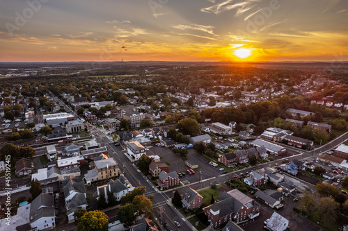 Aerial Drone Sunset in Souderton Pennsylvania 