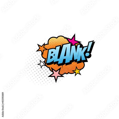 Blank pop art comic bubble isolated vector icon. Cartoon retro sound cloud blast explosion with halftone pattern, exclamation boom bang half tone sign