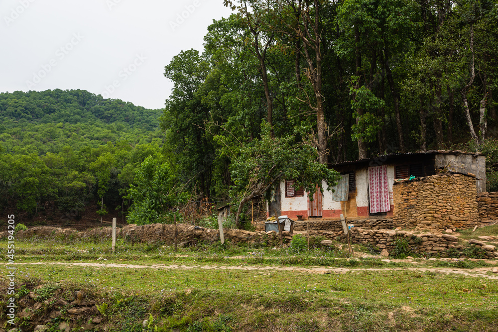 ネパール　ポカラ近郊の民家と田舎の風景