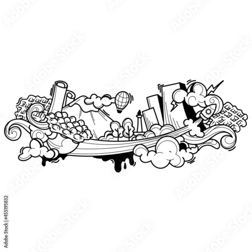 beautiful doodle art for wall interior