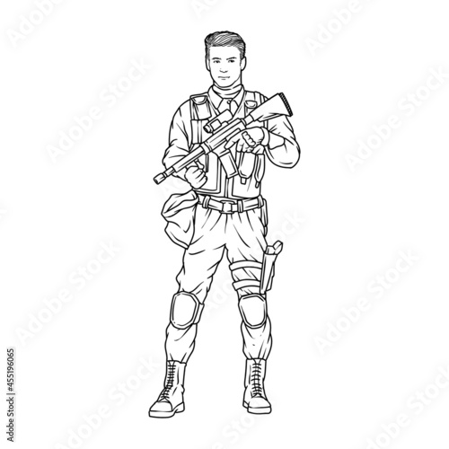 police troppers soldier line drawing