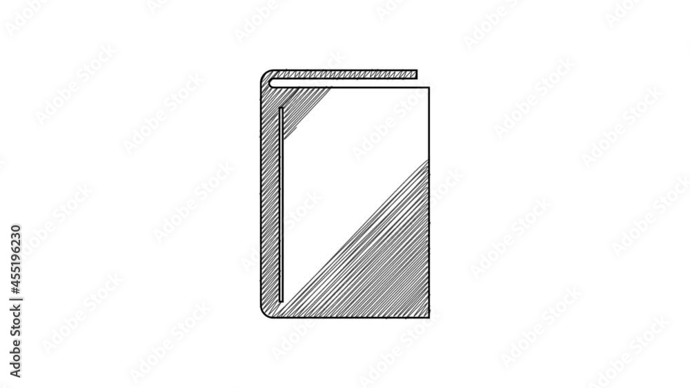 Black line Book icon isolated on white background. 4K Video motion graphic animation Black line Book icon isolated on white background. 4K Video motion graphic animation