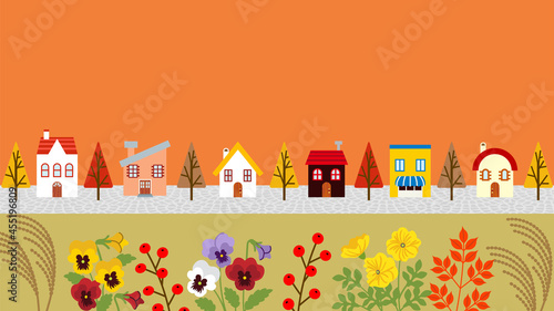 Autumn townscape design template