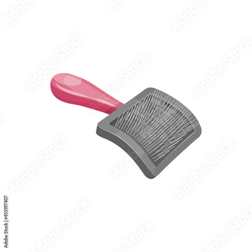 Cat brush or fur remover, pets care and animals grooming accessory, vector. Cat and kitten health care, hair comb brush, domestic pets well-being item