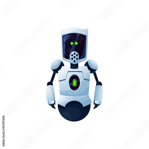 Android robot kids toy futuristic character isolated icon.Vector artificial droid, tiny robot, sci fi cartoon cyborg. Artificial intelligence bot, friendly sophisticated android robotic smart helper