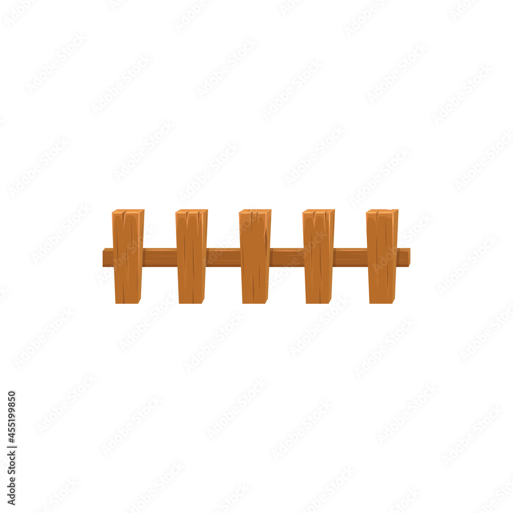 Cartoon fence, wooden palisade vector icon, farm fencing or balustrade with pickets. Enclosure railing, banister section with Wood planks. Garden border baluster isolated element Cartoon fence, wooden palisade vector icon, farm fencing or balustrade with pickets. Enclosure railing, banister section with Wood planks. Garden border baluster isolated element