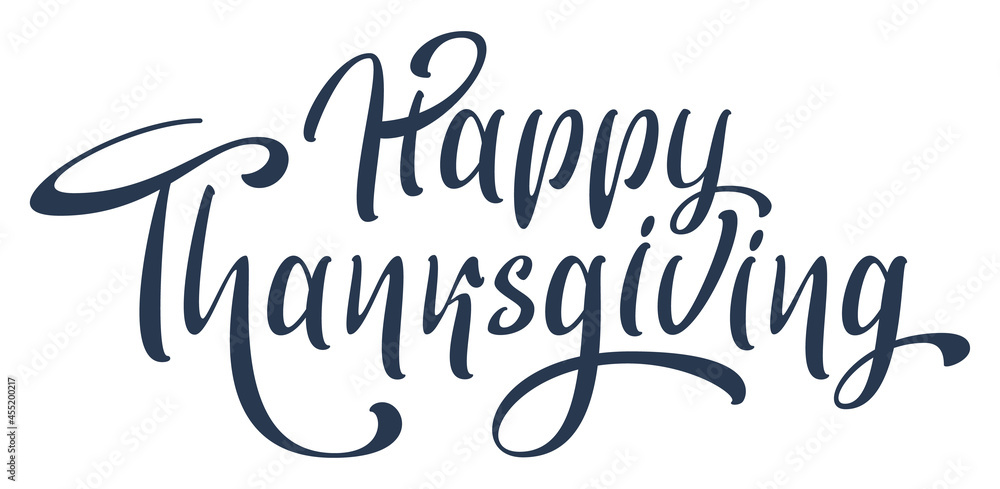 Happy Thanksgiving ornate lettering text for greeting card template poster