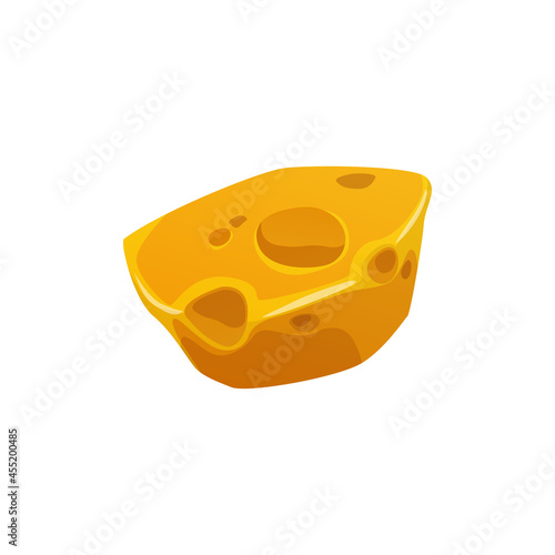 Swiss cheese Emmental dairy food of cows milk isolated cartoon icon. Vector dietary food, Emmentaler or Emmenthal with holes, sliced product. Italian and French traditional food, appetizer snack