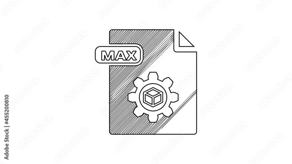 Black line MAX file document. Download max button icon isolated on white background. MAX file symbol. 4K Video motion graphic animation Black line MAX file document. Download max button icon isolated on white background. MAX file symbol. 4K Video motion graphic animation