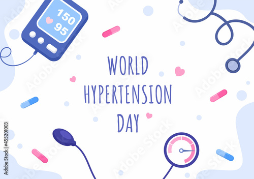 World Hypertension Day Vector illustration Commemorated Every May 17 to Symptoms and Prevention Blood Pressure Health for Background, Poster, Brochure