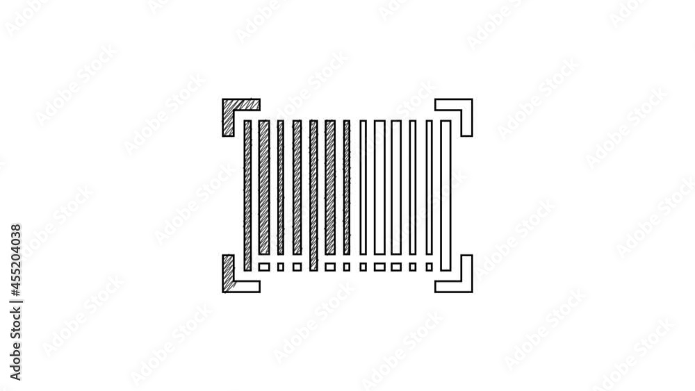 Black line Barcode icon isolated on white background. 4K Video motion graphic animation Black line Barcode icon isolated on white background. 4K Video motion graphic animation