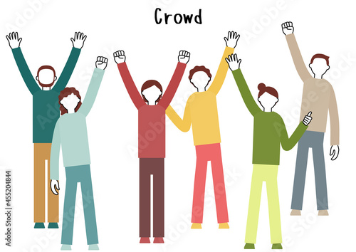 Illustrations of people participating in live performances, demonstrations, etc. (white background, vector, cut out)